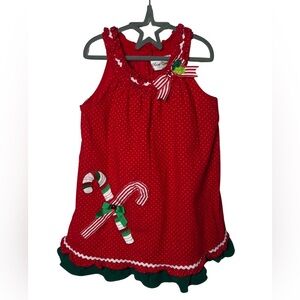Vintage Rare Editions Dress Candy Cane Christmas Winter Holiday Girls Size 4T